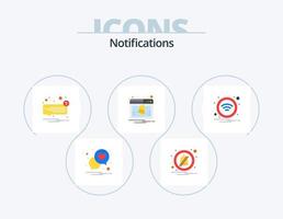 notifications pack d'icônes plates 5 conception d'icônes. Wifi. notification. message. avis. la toile vecteur