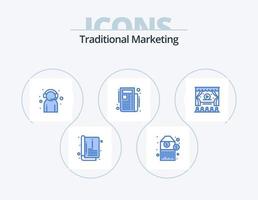 pack d'icônes bleu marketing traditionnel 5 conception d'icônes. publicité. cinéma. client. s'abonner. nouvelles vecteur