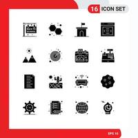 ensemble de 16 symboles d'icônes d'interface utilisateur modernes signes pour les éléments de conception vectoriels modifiables de communication de curseur de domaine d'utilisateur de montagne vecteur