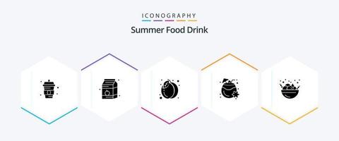 pack d'icônes de 25 glyphes de boissons alimentaires d'été, y compris l'été. été. paquet. boire. noix de coco vecteur