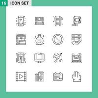 16 icônes créatives signes et symboles modernes du marché d'achat escalier revenu entreprise éléments de conception vectoriels modifiables vecteur