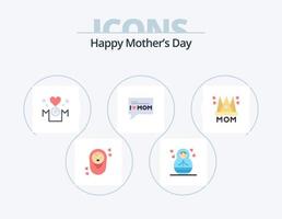pack d'icônes plates heureuse fête des mères 5 conception d'icônes. . femme. message. mère. aimer vecteur