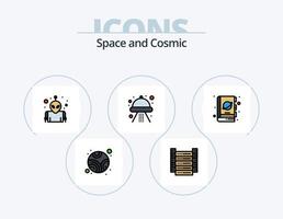 pack d'icônes remplies de ligne d'espace 5 conception d'icônes. destinataire. médias. astronomie. communication. vaisseau spatial vecteur