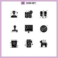 pack d'icônes vectorielles stock de 9 signes et symboles de ligne pour l'éducation presse plan clone tubes à essai éléments de conception vectoriels modifiables vecteur