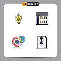 pack d'icônes vectorielles stock de 4 signes et symboles de ligne pour l'analyse de l'interface de lumière de données réussie éléments de conception vectoriels modifiables vecteur