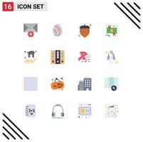 ensemble de 16 symboles d'icônes d'interface utilisateur modernes signes pour la construction immobilière noisette vers le bas cycle modifiable pack d'éléments de conception de vecteur créatif