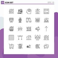 ensemble de 25 lignes vectorielles sur la grille pour le stockage contour mémoire d'ordinateur portable esprit éléments de conception vectoriels modifiables vecteur
