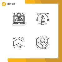 groupe de 4 signes et symboles de couleurs plates remplies pour un crayon de réglage de flèche créatif vers le haut des éléments de conception vectoriels modifiables vecteur