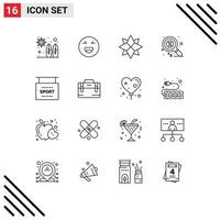 pack d'icônes vectorielles stock de 16 signes et symboles de ligne pour information argent décoration marketing devoir éléments de conception vectoriels modifiables vecteur