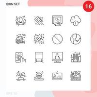 ensemble moderne de 16 pictogrammes de contours d'éléments de conception vectoriels modifiables de nuage de campeur de mise en page de camping d'automne vecteur