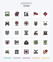 pack d'icônes créatives canada 25 lignes remplies telles que le canada. carte. érable. Canada. ville célèbre vecteur