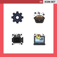 ensemble de 4 symboles d'icônes d'interface utilisateur modernes signes pour le film d'engrenage tarte au four éléments de conception vectoriels modifiables rétro vecteur