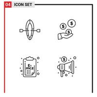 pack d'interface utilisateur de 4 couleurs plates de base remplies d'éléments de conception vectorielle modifiables de la science du bateau industrie fintech industrie publicité vecteur