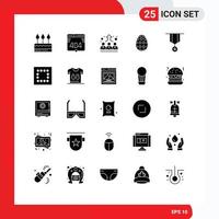 pack de 25 signes et symboles de glyphes solides modernes pour les supports d'impression Web tels que la décoration d'oeufs d'affaires décoration d'oeufs de pâques éléments de conception vectoriels modifiables vecteur