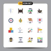 16 icônes créatives signes et symboles modernes de jeu marketing multimédia contrôle alimentaire pack modifiable d'éléments de conception de vecteur créatif