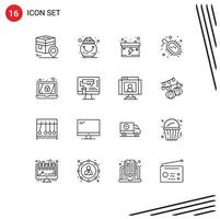 pack d'interface utilisateur de 16 contours de base d'éléments de conception vectoriels modifiables de voiture de maladie de patrick de virus de cryptage vecteur