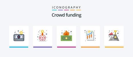 pack d'icônes plat 5 de financement participatif, y compris de l'argent. finance. but. analyse. revenu. conception d'icônes créatives vecteur