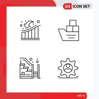 groupe de 4 couleurs plates remplies de signes et de symboles pour la croissance des navires d'affaires bon progrès éléments de conception vectoriels modifiables vecteur