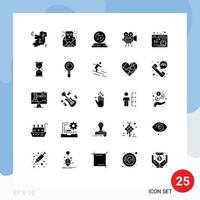 ensemble de 25 glyphes solides universels pour les applications web et mobiles vecteur