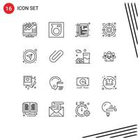 interface utilisateur pack de 16 contours de base des éléments de conception vectoriels modifiables de l'école de la stratégie de l'appareil cible de la boussole vecteur