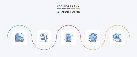 pack d'icônes bleues aux enchères 5, y compris de l'argent. pièce de monnaie. vin. entreprise. calculatrice vecteur