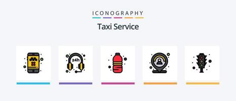 ligne de service de taxi remplie de 5 packs d'icônes comprenant. signe. itinéraire. la navigation. circulation. conception d'icônes créatives vecteur