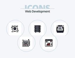 pack d'icônes remplies de ligne de développement web 5 conception d'icônes. page web. connexion. codage. la toile. la toile vecteur