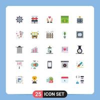 pack de 25 signes et symboles de couleurs plates modernes pour les supports d'impression Web tels que les cartes serveur amour stockage de données argent éléments de conception vectoriels modifiables vecteur