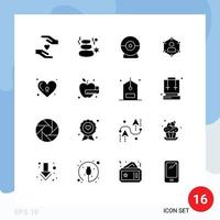 pack de 16 signes et symboles de glyphes solides modernes pour les supports d'impression Web tels que les éléments de conception vectoriels modifiables de la communication des personnes de l'appareil photo personnel de l'utilisateur vecteur