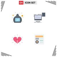 pack de 4 icônes plates créatives de coeur de bouteille CV cv éléments de conception vectoriels modifiables chrétiens vecteur