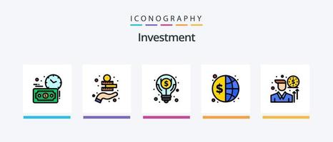 ligne d'investissement remplie de 5 packs d'icônes, y compris les revenus. investissement. finance. but. profit. conception d'icônes créatives vecteur