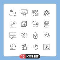 ensemble de 16 symboles d'icônes d'interface utilisateur modernes signes pour interface femme différence mode barbier éléments de conception vectoriels modifiables vecteur