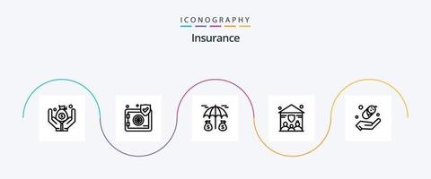 pack d'icônes ligne d'assurance 5 comprenant. protection. assurance. assurance. personnes vecteur