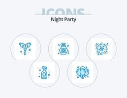 pack d'icônes bleues de fête de nuit 5 conception d'icônes. feux d'artifice. événement. un barbecue. faire la fête. parfum vecteur