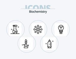 pack d'icônes de ligne de biochimie 5 conception d'icônes. ballon. chimie. chimie. la biologie. plus gros vecteur