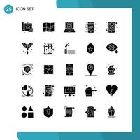 pack de 25 signes et symboles de glyphes solides modernes pour les supports d'impression Web tels que les éléments de conception vectorielle modifiables de la technologie du vendredi noir de la science appliquée de noël cellulaire vecteur