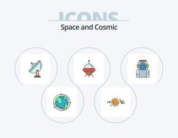 pack d'icônes remplies de ligne d'espace 5 conception d'icônes. astronomie. étoiles. OVNI. espace. étoile filante vecteur