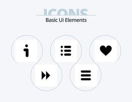 pack d'icônes de glyphe d'éléments d'interface utilisateur de base 5 conception d'icônes. signe. aimer. Info. écrire. tâche vecteur