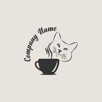 création de logo café de chat. café de modèle de logo de chat. Design moderne. logo plat. illustration vectorielle vecteur