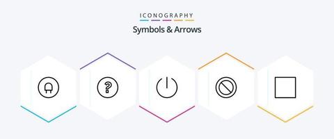 symboles et flèches pack d'icônes de 25 lignes comprenant. verre. arrêt vecteur