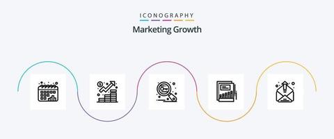 pack d'icônes ligne 5 de croissance marketing, y compris les revenus. graphique. commercialisation. croissance. recherche vecteur