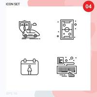 groupe de 4 signes et symboles de couleurs plates remplies pour les jeux de transport de loisirs de voiture éléments de conception vectoriels modifiables féminins vecteur