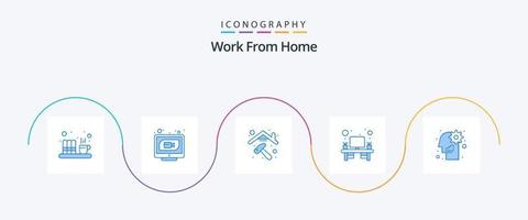travail à domicile pack d'icônes bleu 5, y compris la gestion. tableau. la toile. bureau. espace de travail à domicile vecteur