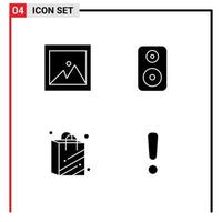 ensemble de 4 symboles d'icônes d'interface utilisateur modernes signes d'alerte d'image sac de haut-parleur avertissement éléments de conception vectoriels modifiables vecteur