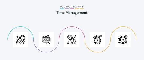 pack d'icônes de la ligne de gestion du temps 5, y compris la montre. chronomètre. montre. montre de poche. temps vecteur