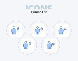 pack d'icônes bleu humain 5 conception d'icônes. énergie. avatar. énergie. déverrouillé. humain vecteur