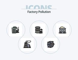 ligne de pollution d'usine remplie d'icônes pack 5 conception d'icônes. feu. usine. voiture. pollution. pollution vecteur