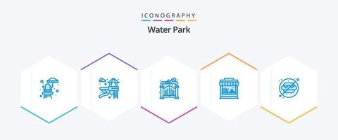 parc aquatique 25 pack d'icônes bleues comprenant. parc. jardin. eau. pas de nourriture vecteur