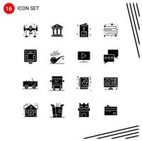 pack de 16 signes et symboles de glyphes solides modernes pour les supports d'impression Web tels que le poids santé vacances corps voyage éléments de conception vectoriels modifiables vecteur