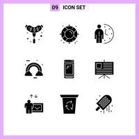 9 icônes créatives signes et symboles modernes de l'horloge colorée irlandaise nuage personne éléments de conception vectoriels modifiables vecteur